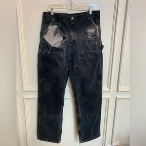 SOLD Vintage Black Carhartt Double Knee Thrashed Highly Distressed Made in USA
